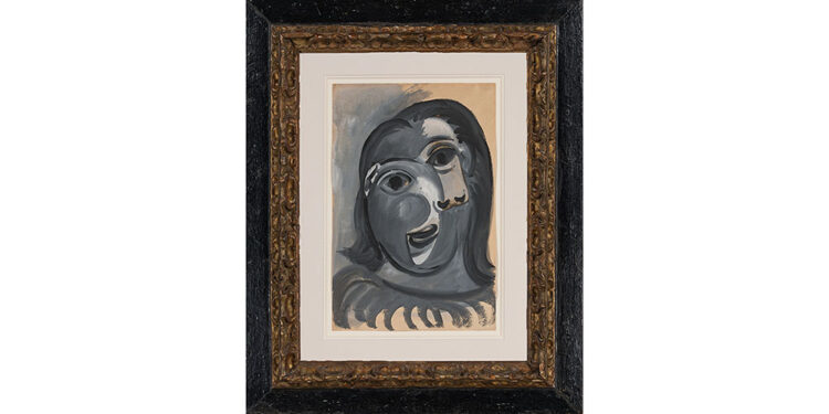 Verlost wird der Picasso „Tête de Femme“ (1941) – eine Gouache auf Papier, mit einem geschätzten Wert von rund 1 Mio. Euro. Credit: Picasso Estate, Paris, 2025