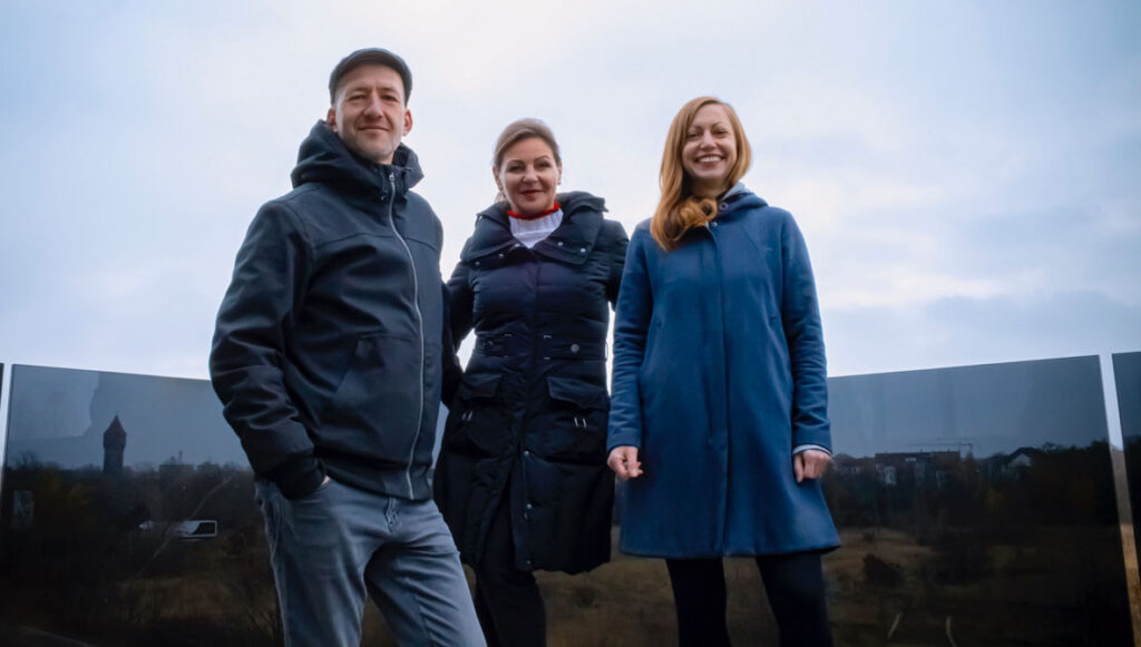 Interviewpartnerin Karin Demming (Mitte) mit ihren Co-GründerInnen Christoph Wieseke und Mary-Anne Kockel (Credit: Alexandra Demming)