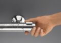 Temperature control means that the water temperature is regulated and limited so that it remains constant and cannot exceed a safe level. Thanks to CoolTouch technology, the surfaces do not heat up either. Credit: GROHE